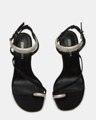 TIA RHINESTONES BLACK SATIN