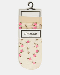 2 FLOWER PACK SHEER ANKLET SOCKS VANILLA